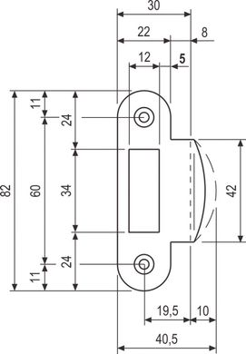 AGB Art. B010001323 Відповідна планка до механізму суміщена матова латунь з напівкруглим відбійником 8мм (25229) 25229 фото