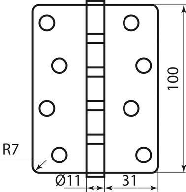 Завіса RDA 100 * 4 * 2,2 (4 підш, нержавіюча сталь) закриваюча R7 PB латунь (46062) 46062 фото