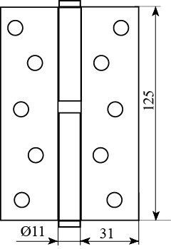 Петля дверная Fuxia 125*3*2,5 (1 подш, сталь) матовая античная латунь (правая) (25831) 25831 фото