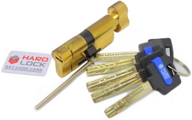 Дверний циліндр HardLock K-series 90мм (40х50Т) Золотий (ключ-тумблер) new-90-40x50tg фото