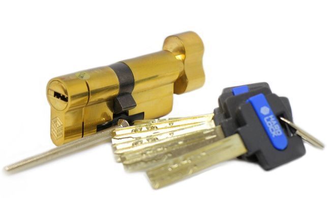 Дверний циліндр HardLock K-series 90мм (40х50Т) Золотий (ключ-тумблер) new-90-40x50tg фото