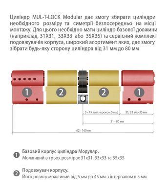 Цилиндр MUL-T-LOCK ClassicPro MOD 90 мм ( 40x50T ) Ключ-Тумблер 3KEY CAM30 Никель сатин / Бронза античная MTL7000021006 фото