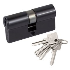 Циліндр дверний RDA 30/30мм, английський ключ/ключ, 5 ключів, чорний 57787 фото