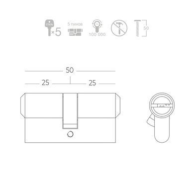 Циліндр ключ/ключ MVM A6P25/25 чорний 6101320 фото