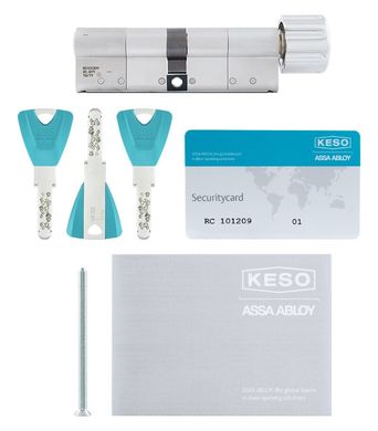 Циліндр KESO B 8000_Ω2 MOD 100 мм / 50x50T Ключ-тумблер 3KEY CAM30 Нікель сатин / Нікель сатин KES7000019170 фото