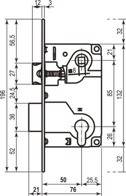 Механізм для міжкімнатних дверей AGB Centro B010255022, антична бронза 85мм (29154) 29154 фото