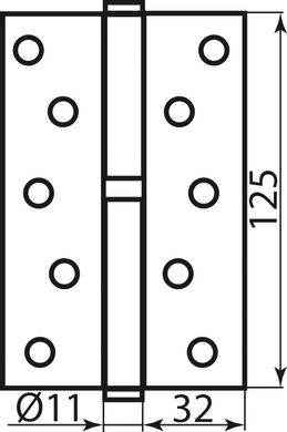 Завіса дверна RDA (1 підшипник, сталь) титан ліва 125 * 2,5 (36769) 36769 фото