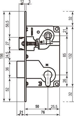 Механізм для міжкімнатних дверей AGB Centro B010255003 латунь 85мм (438) 438 фото