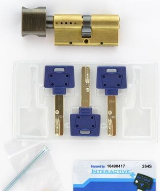 Циліндр MUL-T-LOCK INTERACTIVE+ XP 76 мм (38x38T) Ключ-Тумблер 3KEY CAM30 Латунь / Бронза антична MTL7000010656 фото