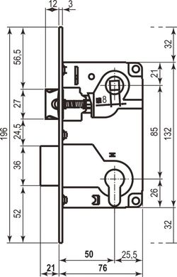 Механізм для міжкімнатних дверей AGB B010255034, матовий хром 85мм (3328) 3328 фото