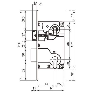 Механизм для межкомнатных дверей AGB B010255034,матовый хром 85мм (3328) 3328 фото