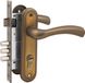 Комплект для вхідних дверей RDA Siena (ручка на планці Siena під ключ + замок 1025 + циліндр 60мм + 3 ключа) кави (36114)