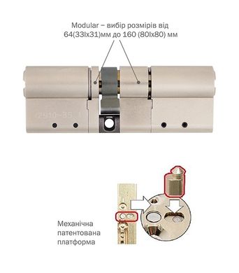 Циліндр MUL-T-LOCK INTERACTIVE+ MOD 66 мм (33ix33) Ключ-Ключ CLIQ 3KEY CAM30 Нікель сатин MTL7000021048 фото