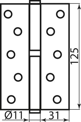 Завіса дверна RDA 125 * 3 * 2,5 (1 підшипник, сталь) полірована латунь (ліва) (30496) 30496 фото