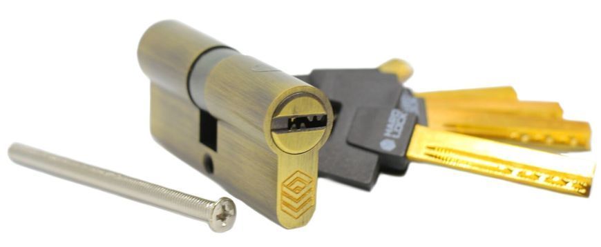 Дверний циліндр HardLock L-series 60мм (30х30) Бронза (ключ-ключ) tsmhlkkb-60-30x30 фото
