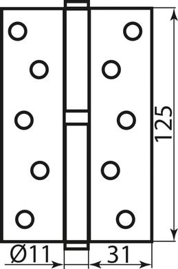 Завіса дверна RDA 125 * 3 * 2,5 (1 підшипник, сталь) полірована латунь (права) (30497) 30497 фото