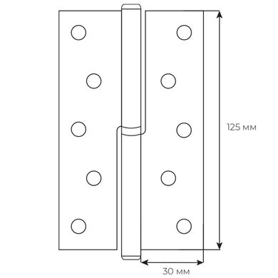 Завіса дверна RDA 125 * 3 * 2,5 (1 підшипник, сталь) хром (ліва) (30498) 30498 фото