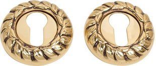 Дверная накладка под цилиндр Fadex d60 mm круглая золото 24k/коричневая (26969) 26969 фото