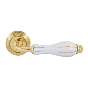 Ручка Fimet 148-269 F01 Lady полірована латунь/білий фарфор/золота смужка R ф/з 51291 фото