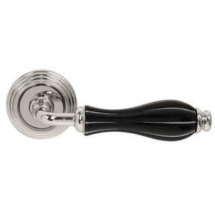 Дверная ручка Fimet Lady 148-269 F21 R ф/з никель/черный фарфор серебрянная полоска (35875) 35875 фото