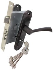 Комплект для входной двери BRUNO BR-55 (ручка на планке + сувальдный замок CY-5555F + 5кл) коричневый (33410) 33410 фото