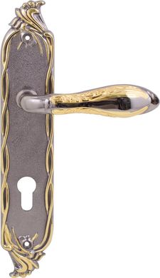 Дверная ручка на планке RDA Antique Collection, черный никель/золото (26029) 26029 фото
