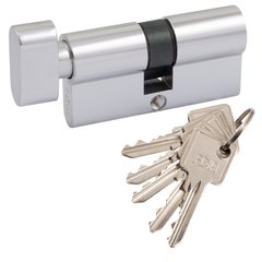 Циліндр дверний RDA 30/30 мм, англійський ключ/поворотник, 5 ключів, хром 58710 фото