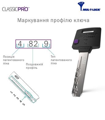 Циліндр MUL-T-LOCK ClassicPro XP 49,5 мм (40x9,5) Односторонній ключ 3KEY CAM30 Нікель сатин MTL7000019941 фото