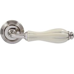 Дверна ручка на розеті Fimet 148-269 F21 Lady нікель/білий фарфор срібна смужка 35876 фото