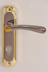 Pучка на планке под ключ BRUNO 910K6 черный никель/золото кл (к механизму 1025) (32241) 32241 фото
