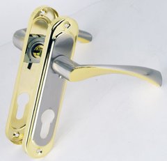 Ручка на планке под ключ BRUNO Bravo 162 матовый никель/золото (к механизму 1025) (29477) 29477 фото
