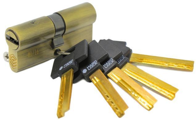 Дверний циліндр HardLock L-series 70мм (35х35Т) Бронза (ключ-ключ) tsmhlkkb-70-35x35 фото