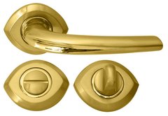Дверная ручка RDA 0080 AN-02 WC с накладками под поворотник золото/матовая латунь (14218) 14218 фото