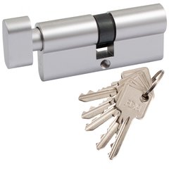 Циліндр дверний RDA 35/35мм, английський ключ/поворотник, 5 ключів, матовий хром 58731 фото