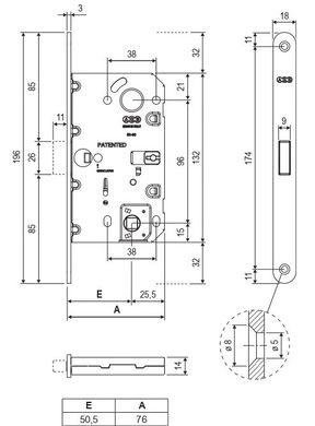 Механізм для міжкімнатних дверей AGB Mediana Polaris Wave B061325034 під WC, хром матовий 61350 фото