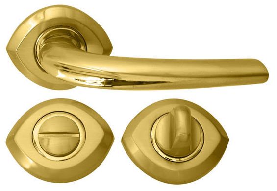 Дверна ручка RDA 0080 AN-02 WC з накладками-поворотниками золото/матова латунь (14218) 14218 фото