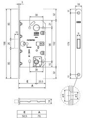 Механізм для міжкімнатних дверей AGB Mediana Polaris Wave B061325093 під WC, чорний матовий 61351 фото