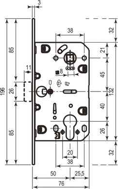 AGB B011035003 Механізм для міжкімнатних дверей Mediana Evolution під циліндр латунь 85мм (15837) 15837 фото