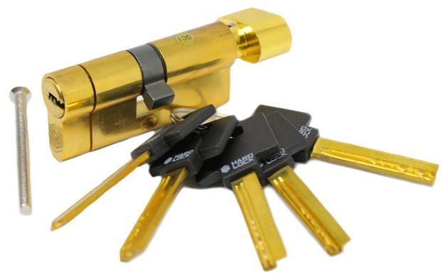 Дверний циліндр HardLock L-series 70мм (35х35Т) Золотий (ключ-тумблер) tsmhlktg-70-35x35t фото