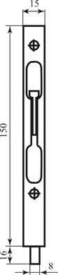 Шпингалет врезной 150/16 откидной никелированный AGB D003201506 (1773) 1773 фото