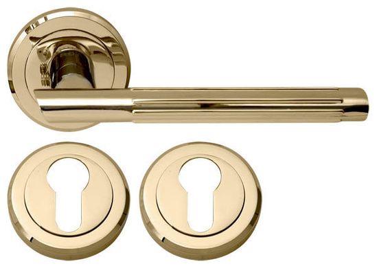Дверна ручка RDA Milano 5250 з накладками під ключ титанове золото (14853) 14853 фото