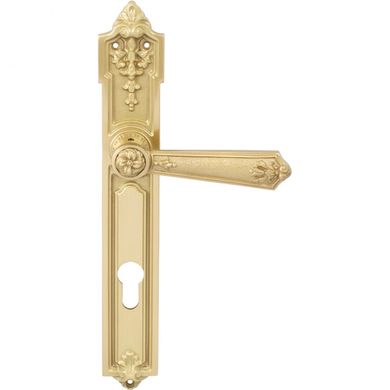 Дверна ручка на планці Enrico Cassina C08710 під циліндр 85мм, матове золото 34938 фото