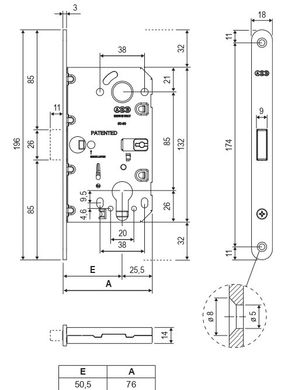 Механізм для міжкімнатних дверей AGB Mediana Polaris Wave B061335093 під циліндр, чорний матовий 61354 фото