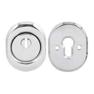 Комплект броненакладки Protect 14mm c кільцем овальна CP хром (прошивні) (53966) 53966 фото