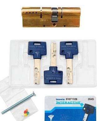 Циліндр MUL-T-LOCK INTERACTIVE+ XP 90 мм (45x45) Ключ-Ключ 3KEY CAM30 Латунь MTL7000001564 фото