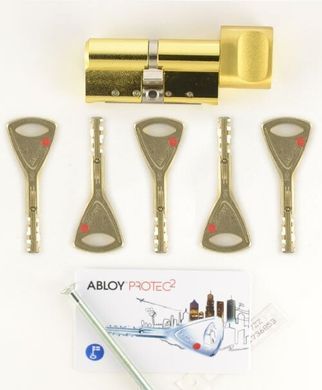 Циліндр ABLOY PROTEC2 HARD MOD 98 мм (42Hx56T) Ключ-Тумблер 5KEY CY333 CAM30 Латунь полірована / Латунь матова ABL7000017422 фото