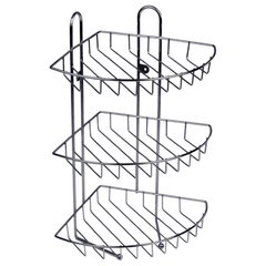 Полка-сетка Arino, хром полированный, угловая тройная (10182) 10182 фото