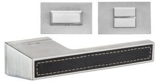 Ручки дверные Rich-Art Грейт 511 R68 MWSC \ Black матовый хром \ экокожа черная с WC фиксаторами Rich-Art 1779 WC фото