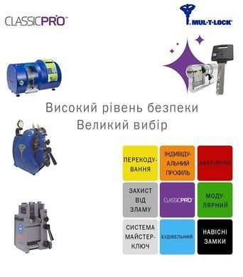 Циліндр MUL-T-LOCK ClassicPro XP 90 мм (45x45T) Ключ-Тумблер VIP_CONTROL 2KEY+3KEY CAM30 Нікель сатин / Чорна фарба MTL7000021568 фото