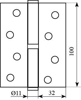 Завіса дверна Fuxia 100 * 2,5 (1 підшипник, сталь) полірована латунь (права) (12537) 12537 фото